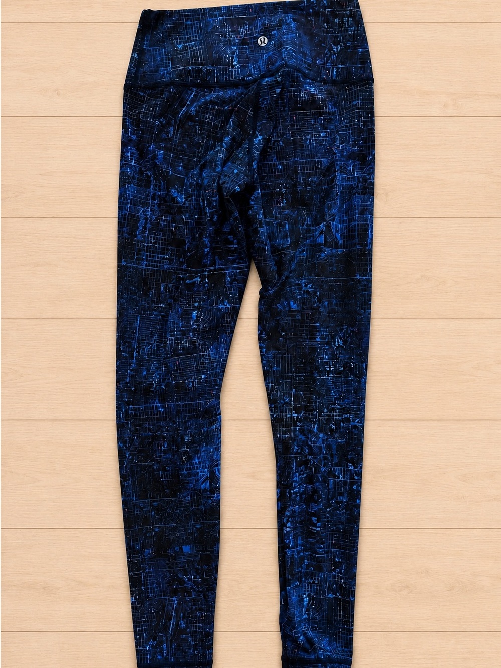Lululemon Wunder Under High-Rise Leggings – Size 6 – Blue/Black Abstract Print
